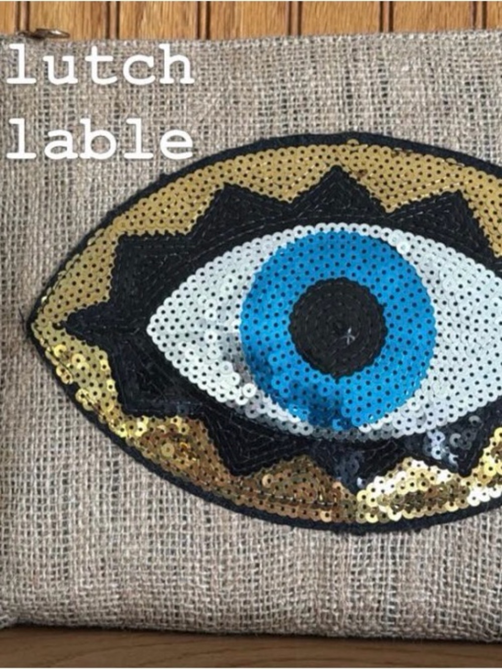Sequin Evil Eye Clutch - Blue, Gold, Black
